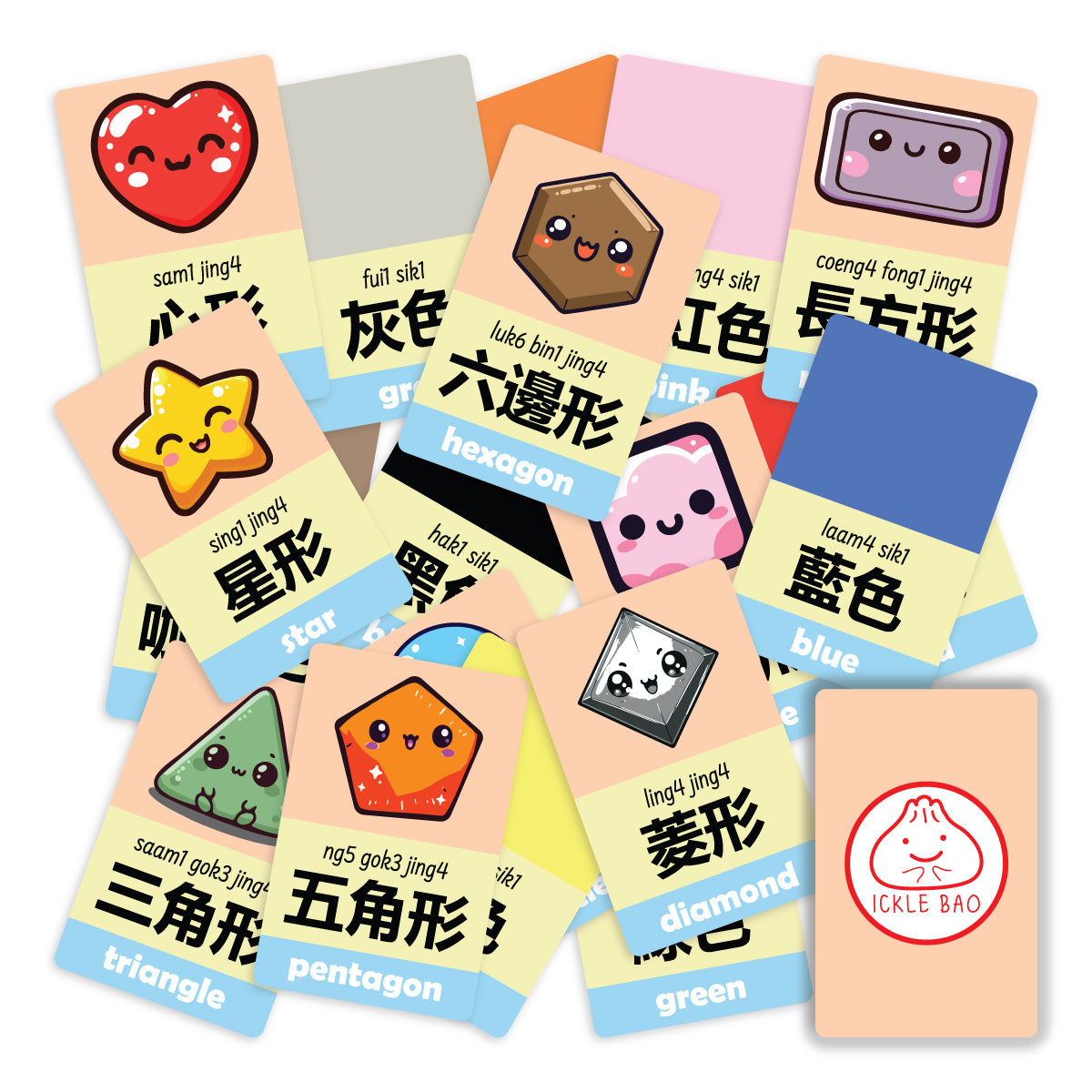 Colours and Shapes - Cantonese/Jyutping Toddler Flashcards