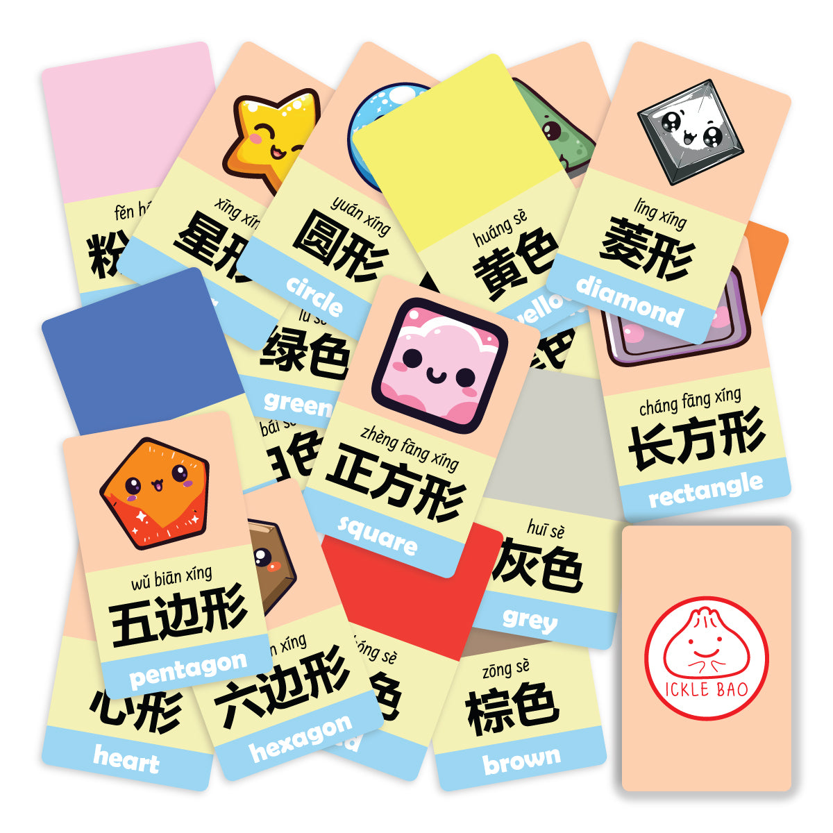 Colours and Shapes - Mandarin/Pinyin Toddler Flashcards