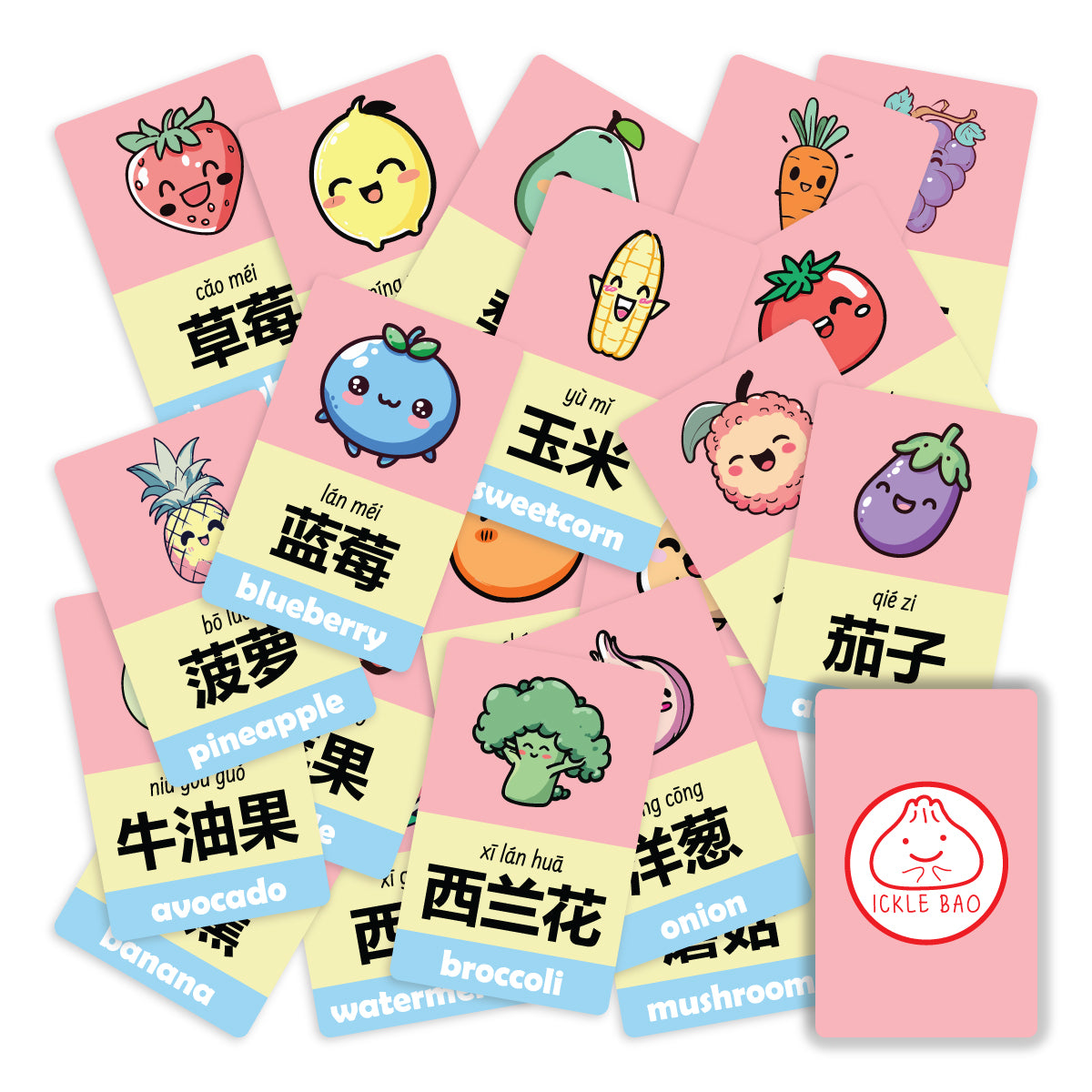 Fruits and Vegetables - Mandarin/Pinyin Toddler Flashcards
