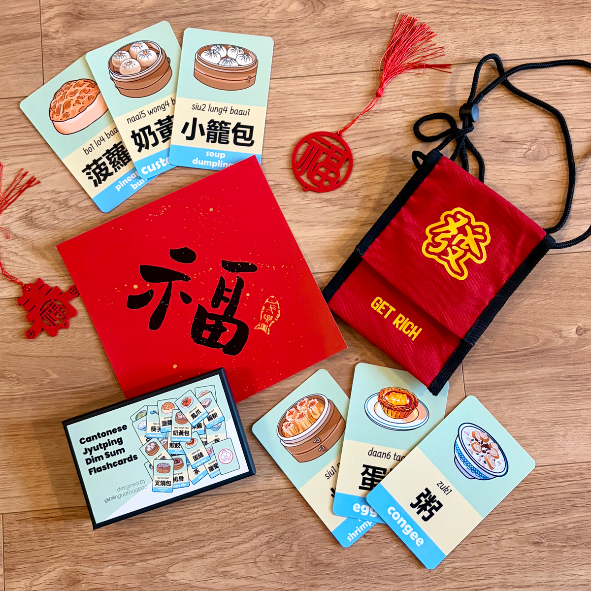 發 Get Rich Recycled Cross Body Pouch